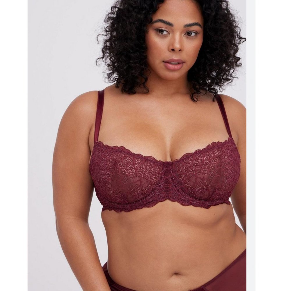 Balconette Unlined Peacock Lace Straight Back Bra - 42DD